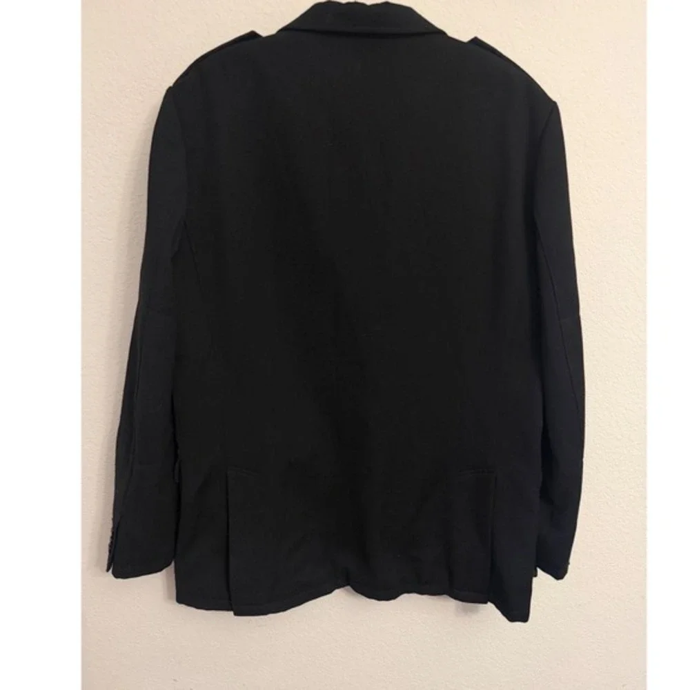 Gap Mens Black Wool Blend Military Style Blazer Jacket Epaulettes Large
